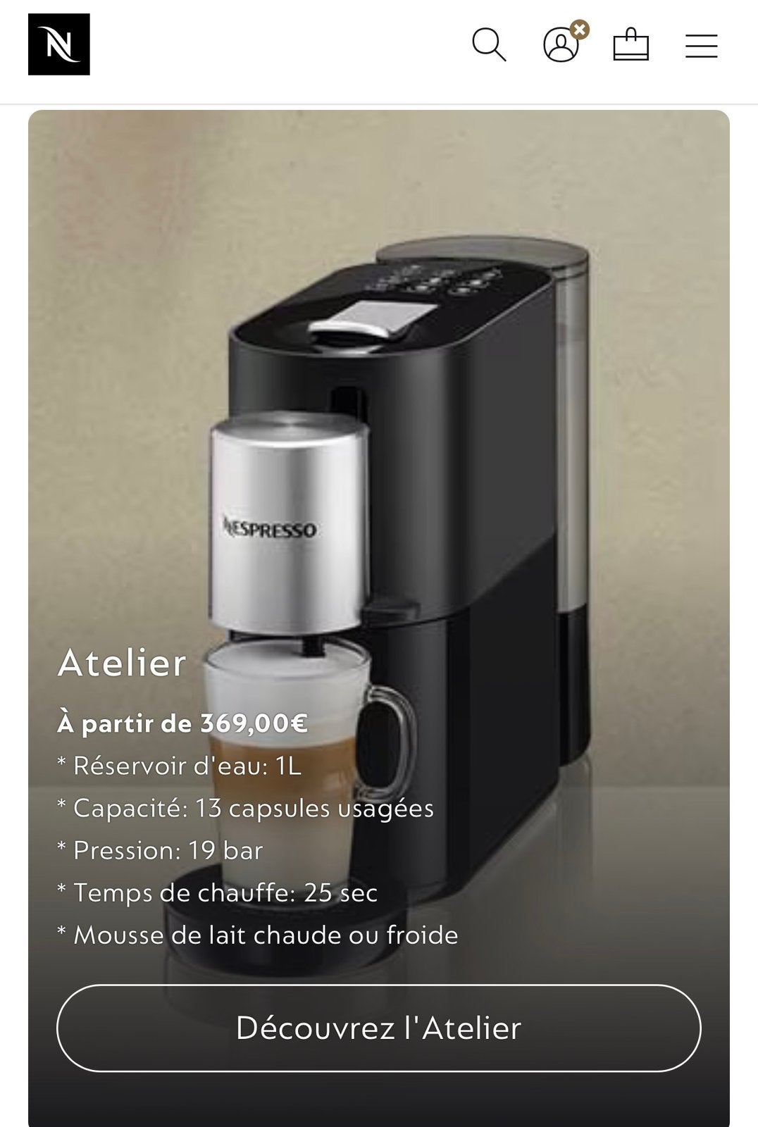 Machine à café NESPRESSO Atelier Krups, Electroménager, Enlèvement, Comme neuf, Krups, Nespresso