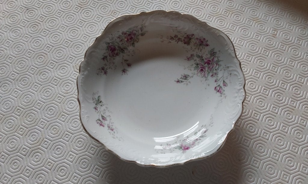 ancien ravier porcelaine décor fleuri, Enlèvement