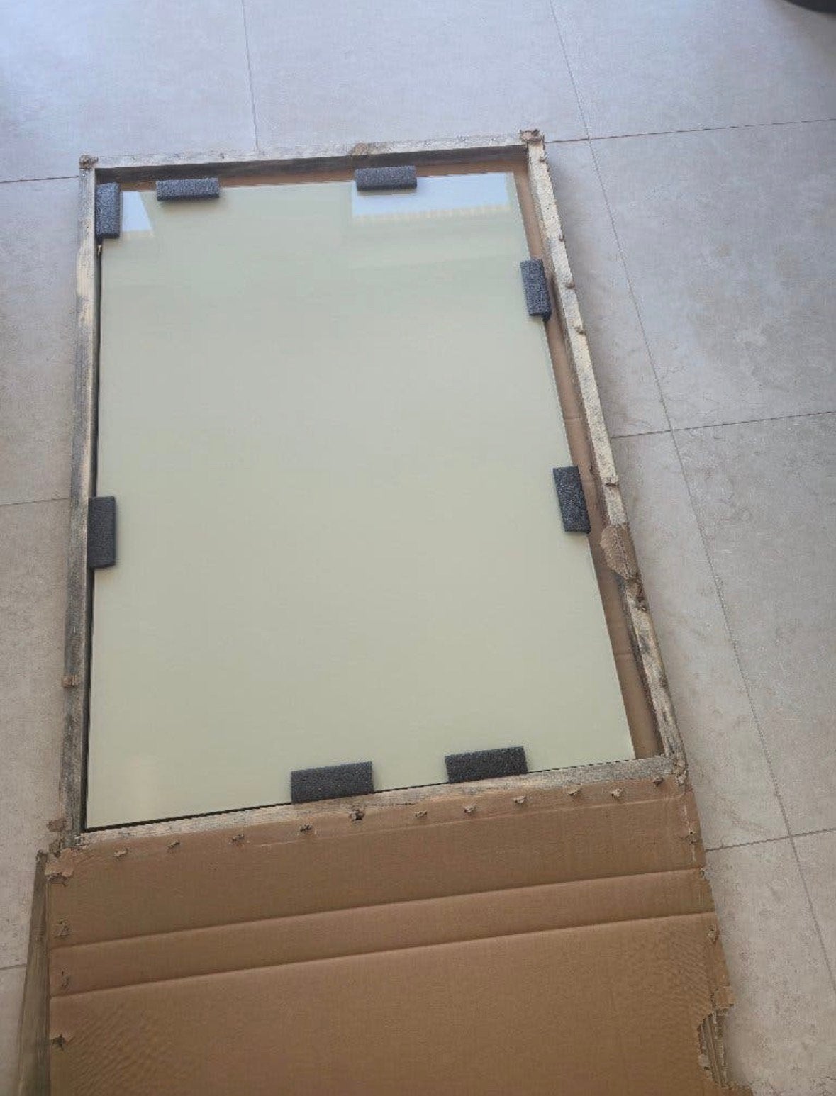 Tableau magnétique beige beau verre 70x100cm neuf, Maison & Meubles, Enlèvement ou Envoi, Comme neuf, Tableau magnétique