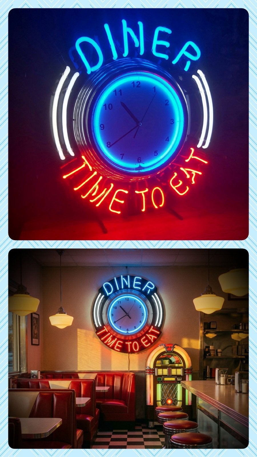 horloge lumineuse de style American Diner, Antiquités & Art, Antiquités | Éclairage