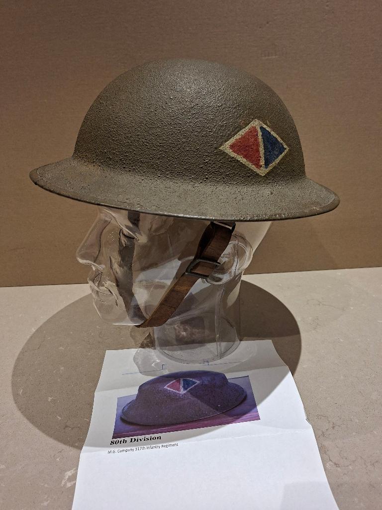 WO1 US army doughboy model 1917 helm 80th div Meuse-Argonne, Ophalen of Verzenden, Landmacht, Helm of Baret