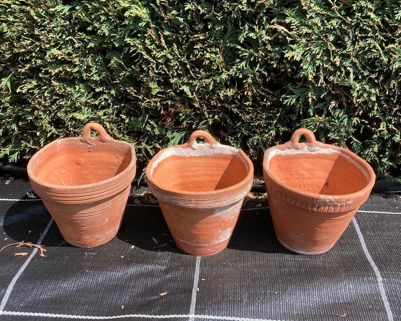 3 stenen sierpotten, Ophalen, Gebruikt, Balkon, Rond
