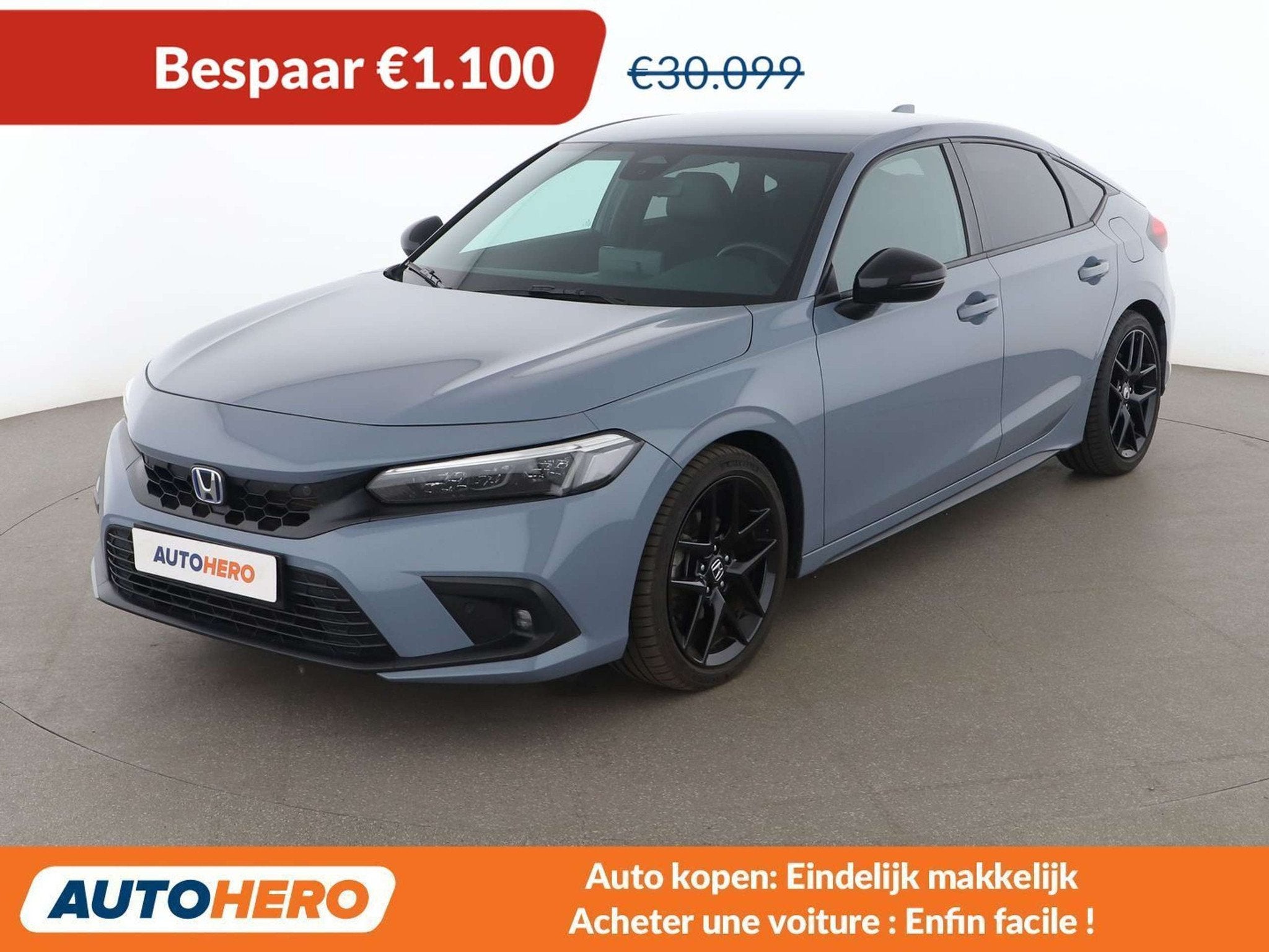 Honda Civic 2.0 e:HEV Sport (bj 2024, automaat), Auto's, Honda, Gebruikt, 184 pk, Hybride Elektrisch/Benzine, Zilver of Grijs