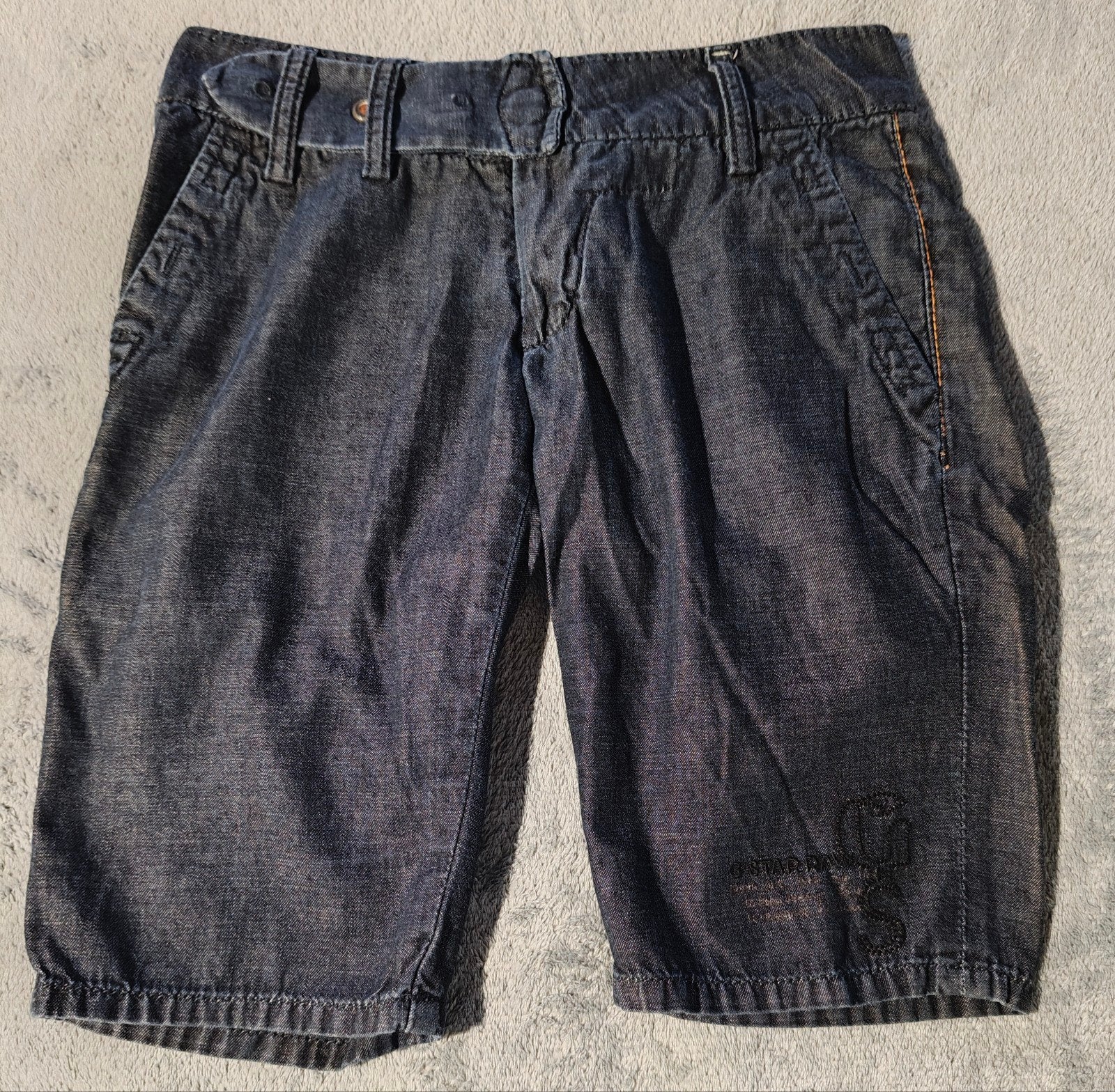 Bermuda jeans brut vintage femme G-Star RAW 3301 - Taille W2, Kort, Ophalen of Verzenden, Maat 34 (XS) of kleiner, Gedragen