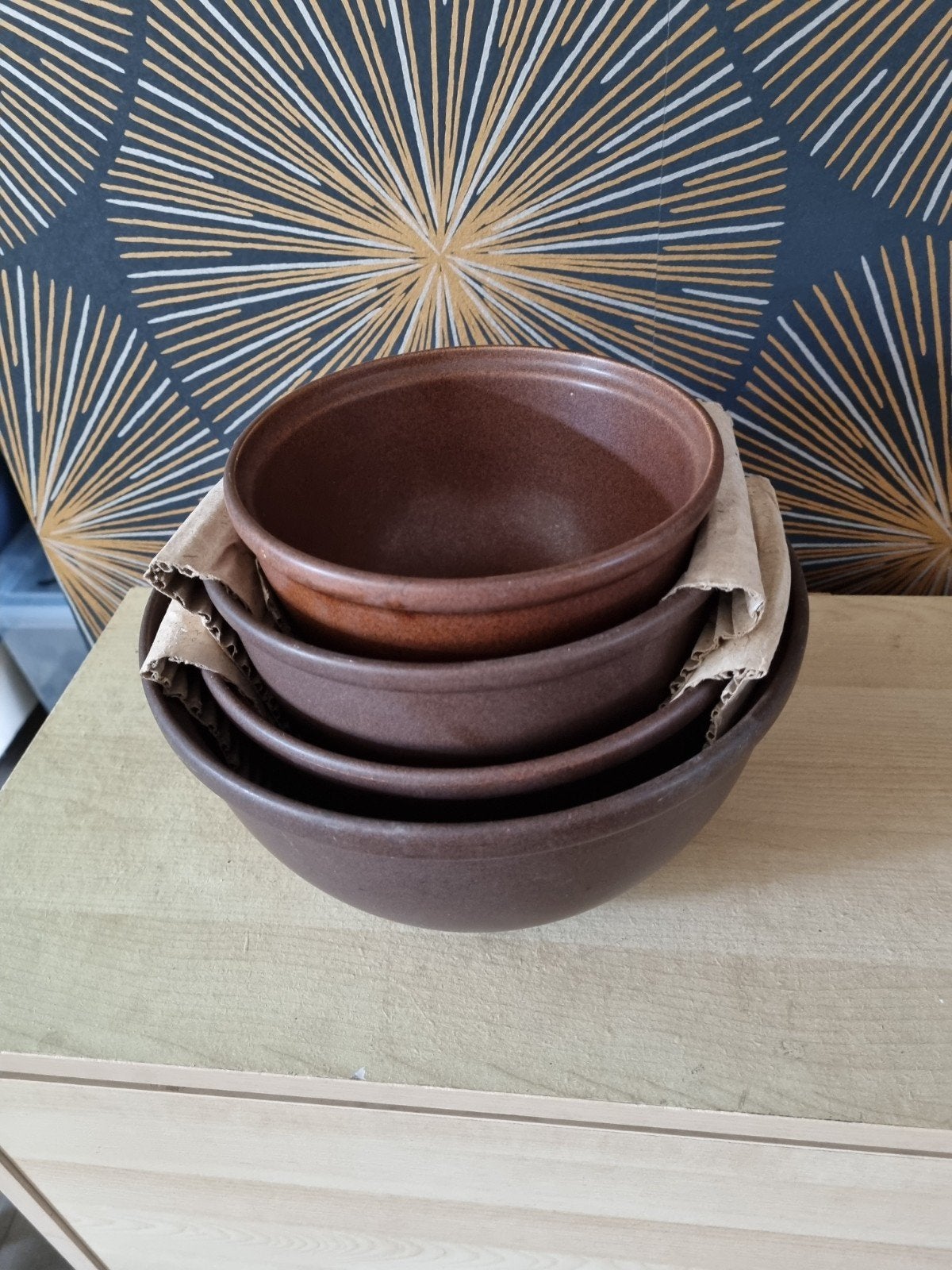Set van 4 Keramische Kommen / Schalen (Bruin) – nieuwe, Ophalen, Bruin