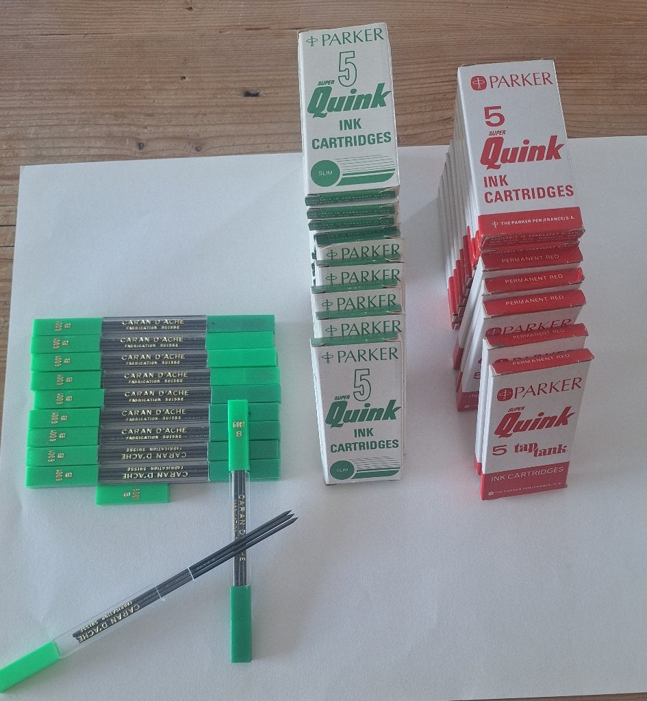 Lot inktpatronen Parker en vulpotloden Caran d'Ache, Ophalen of Verzenden, Nieuw