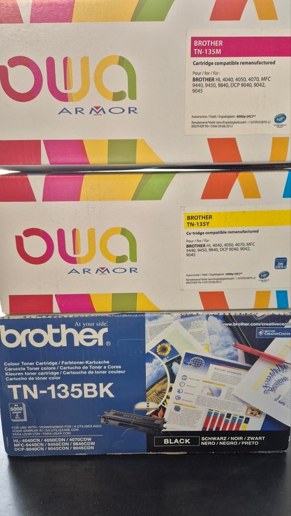 Toner TN-135M AMOR et TN-135Y et Brother TN-135BK, Informatique & Logiciels, Enlèvement ou Envoi, Toner