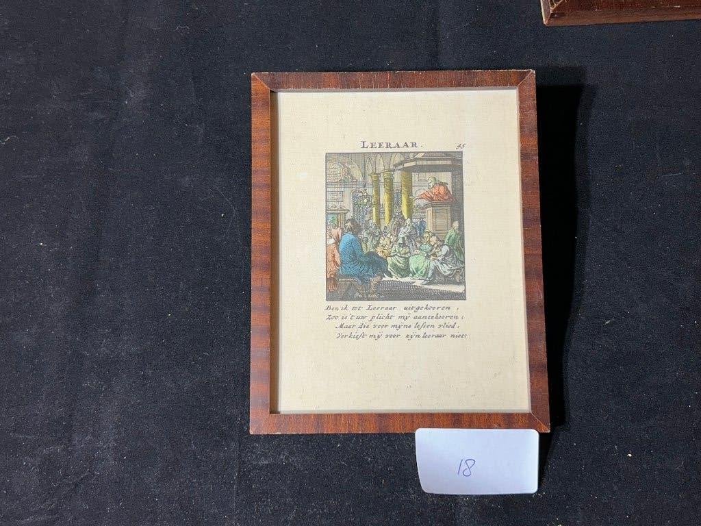 Gravure ancienne de professeur du 18ème siècle colorée, Antiquités & Art, Antiquités | Objets religieux, Enlèvement