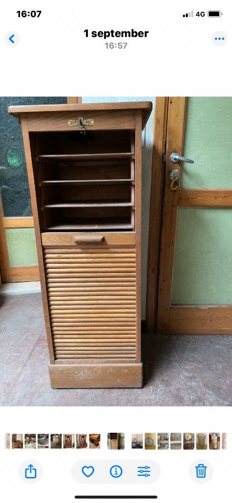 Archiefkast met rolluik, Ophalen, Gebruikt, 100 tot 150 cm, Eikenhout