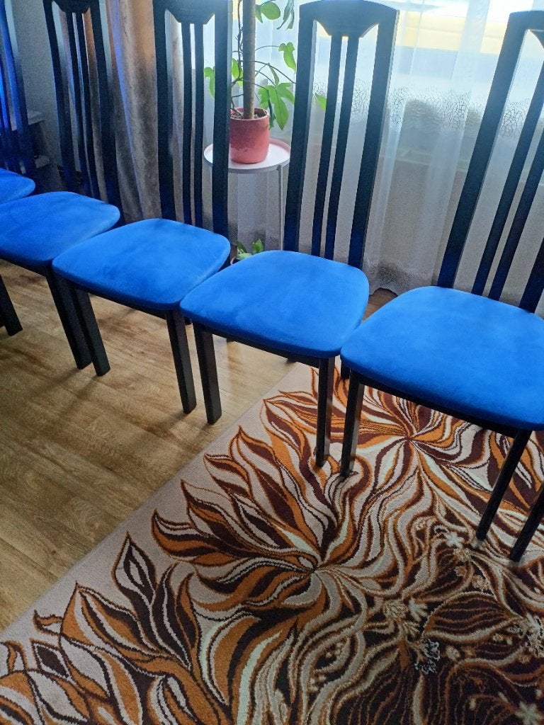 Eetkamerstoelen 6 stuk, Maison & Meubles, Chaises, Enlèvement, Bleu, Bois