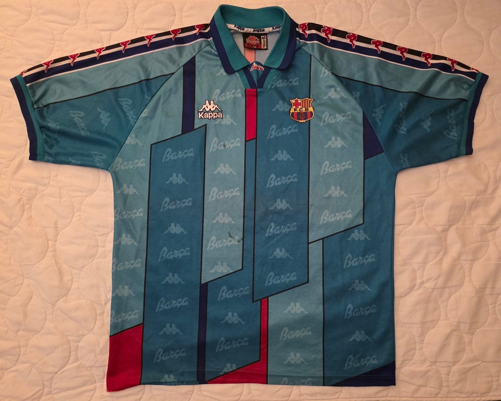 Maillot Barcelone Vintage 1995-1997 Extérieur Kappa Barça XL, Football, Kappa, Enlèvement ou Envoi, Taille 56/58 (XL)