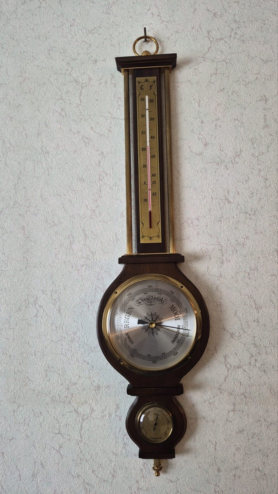Antiek barometer/thermometer, Ophalen, Barometer