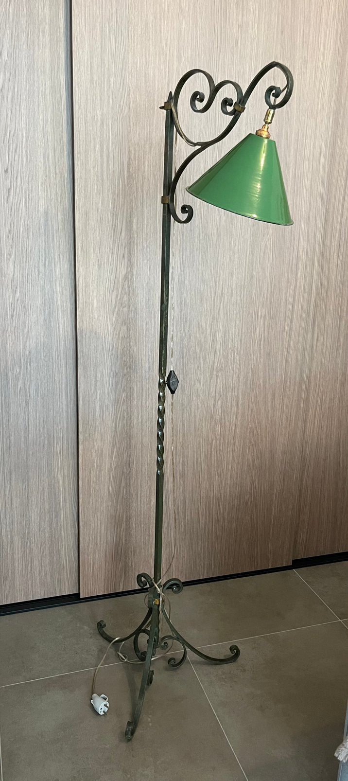 Vintage smeedijzeren bridge arm vloerlamp, Ophalen