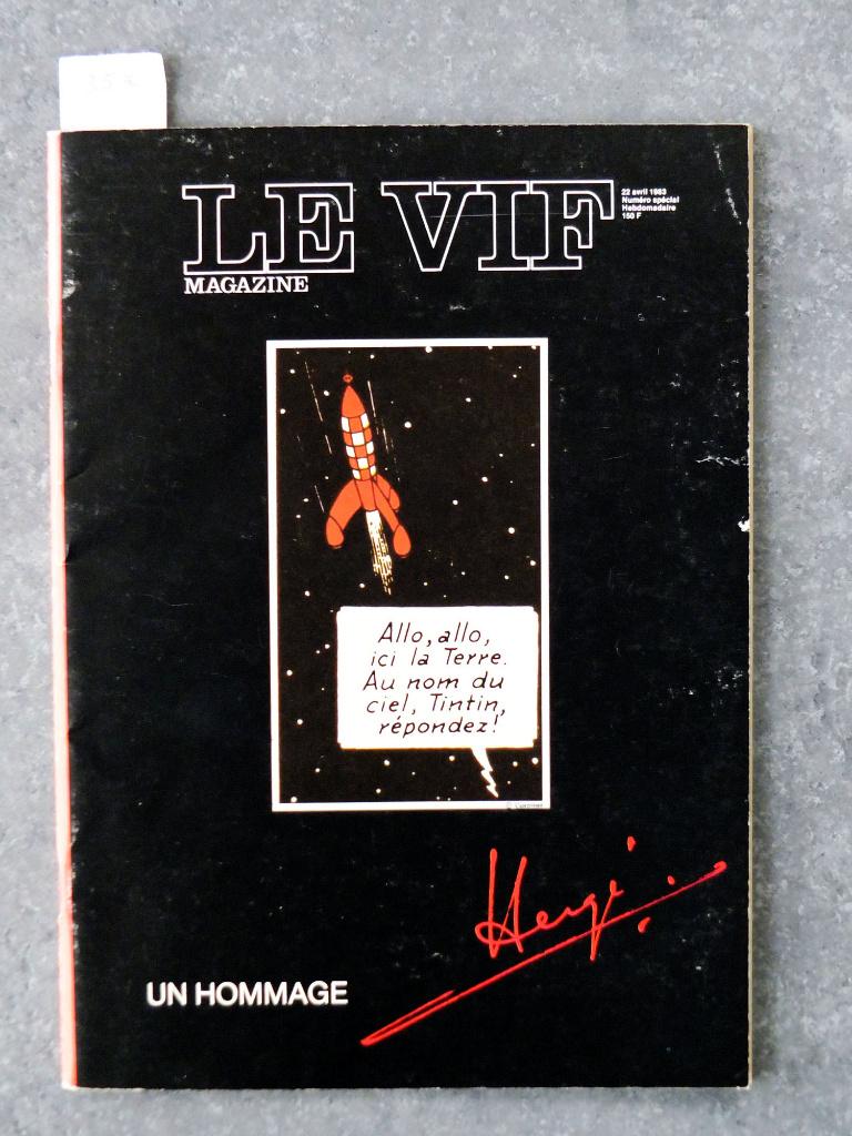 Un hommage, Hergé, revue Le vif magazine, 22 avril 1983, Enlèvement ou Envoi, Tintin, Utilisé, Livre ou Jeu