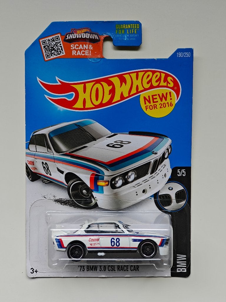 Hot Wheels '73 BMW 3.0 CSL Race Car Wit Castrol 2016, Hobby en Vrije tijd, Ophalen of Verzenden, Gebruikt, Auto