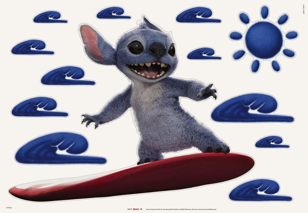 Stitch Muursticker Waves 50x70 cm - Disney, Verzenden, Nieuw, Wanddecoratie