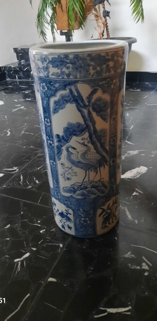 zeer mooie vintage blauw wit chinees porseleinen paraplubak, Ophalen