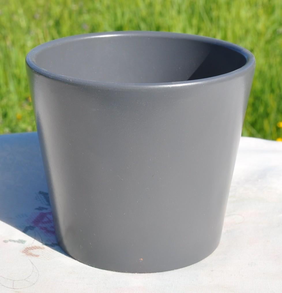 cache pot gris foncé terre cuite emaillée, Enlèvement ou Envoi, Comme neuf, Intérieur