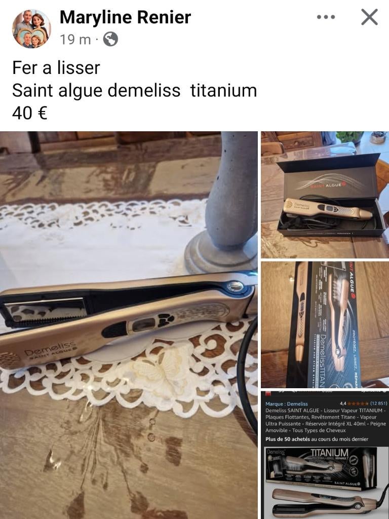 Fer à lisser demeliss saint algue, Ophalen, Zo goed als nieuw, Krultang of Stijltang