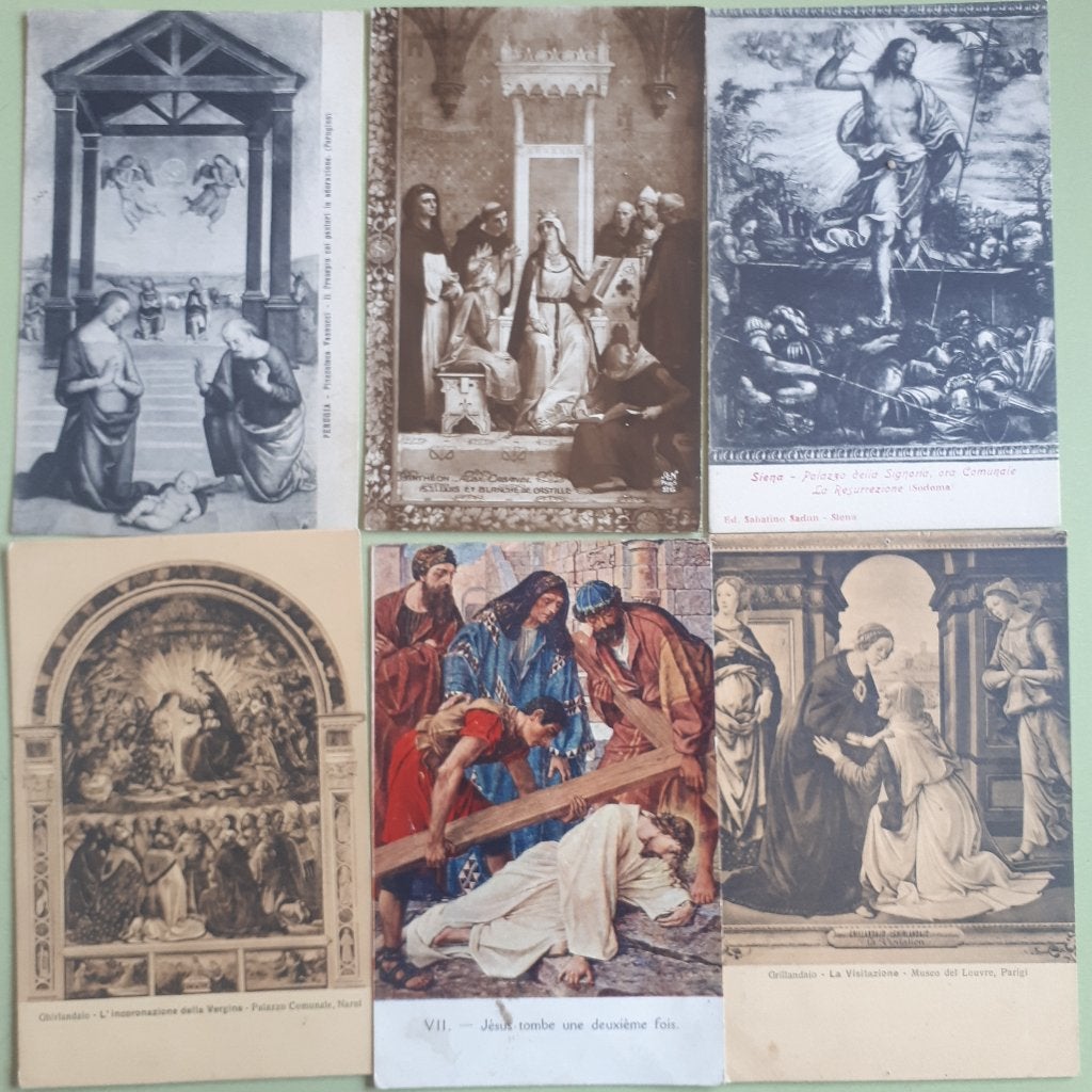 6 ANCIENS PCs RELIGIEUX :St.Louis&Blanche... e.a. R.R86, Enlèvement ou Envoi, Utilisé, Carte ou Gravure, Christianisme | Catholique