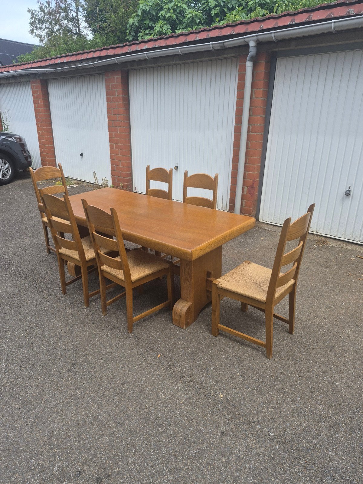 Table en chêne + 6 chaises, Maison & Meubles, Tables | Tables à manger, Cinq personnes ou plus, Comme neuf, Enlèvement, Chêne