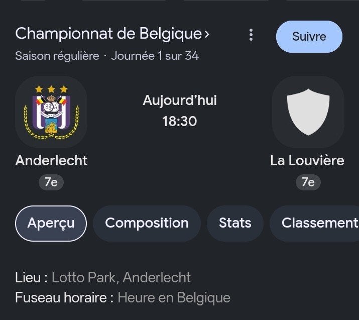 Anderlecht - RAA La Louvière (1 zitplaats TRIBUNE 1 W11), Tickets en Kaartjes