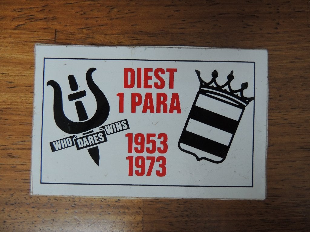 Diest 1 Para who dares wins 1953-1973 sticker, Verzamelen, Verzenden, Zo goed als nieuw, Overige typen