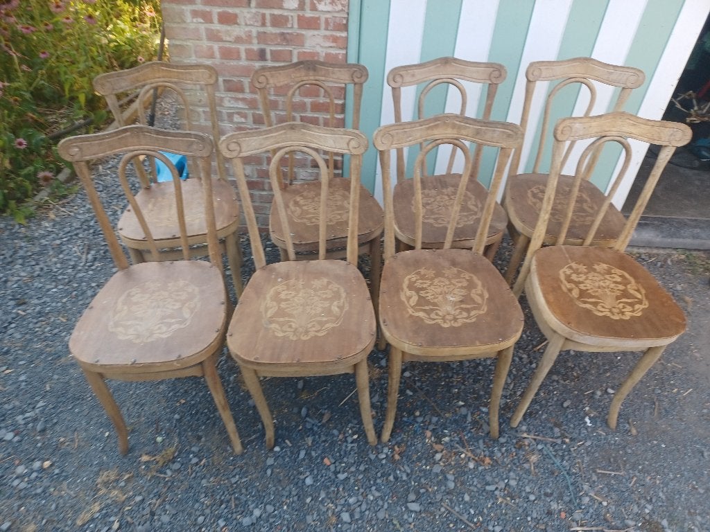 Caféstoelen met motief, Huis en Inrichting, Ophalen, Gebruikt, Café, Bruin