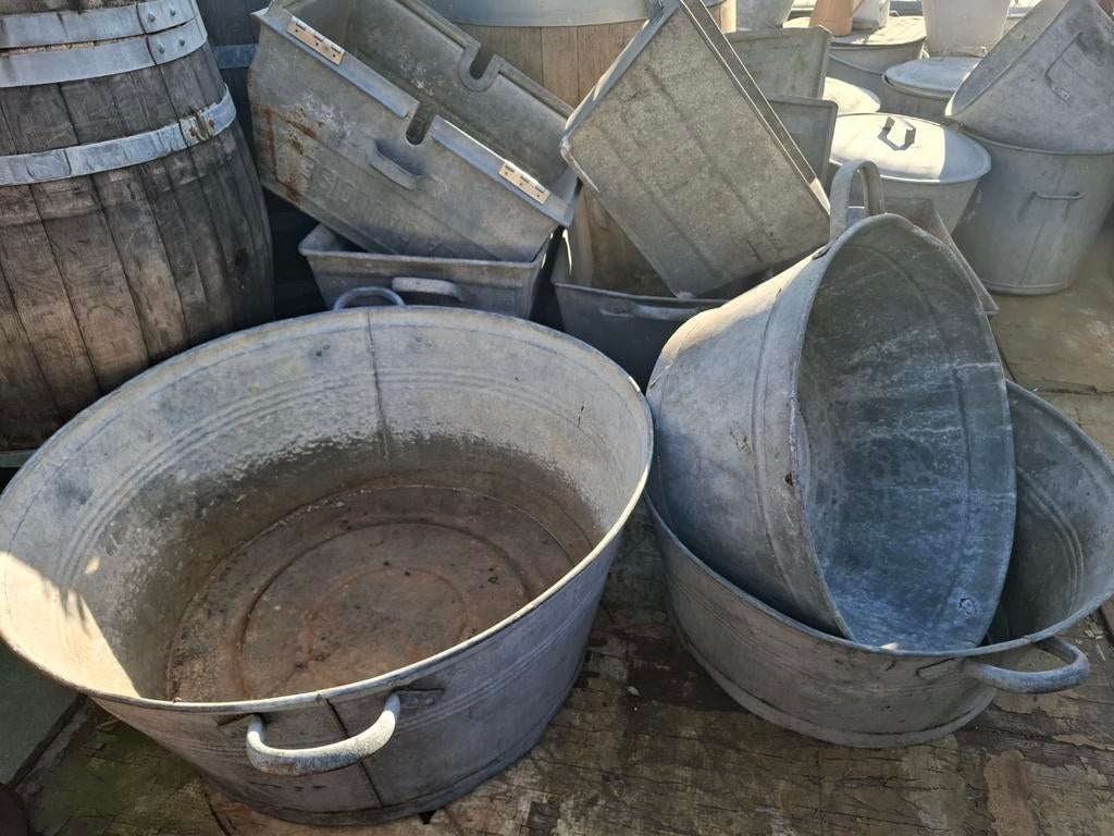 Uit grootmoeders tijd! Allerlei galvanise bakken en kuipen, Tuin en Terras, Bloembakken en Plantenbakken, Ophalen