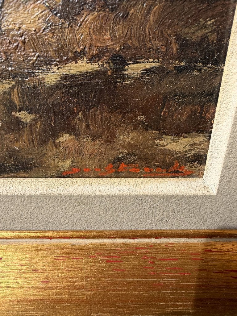 Peinture huile sur toile – Paysage de campagne – Signée, Enlèvement ou Envoi, Signé, Paysage, Toile