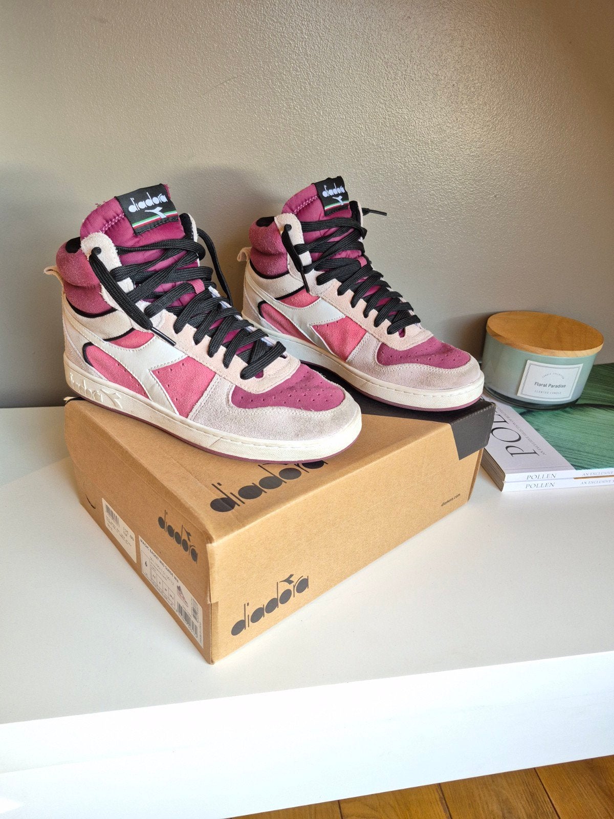 Diadora Magic Basket Mid Suede hoge sneakers, maat 39, Diadora, Beige, Ophalen of Verzenden, Zo goed als nieuw