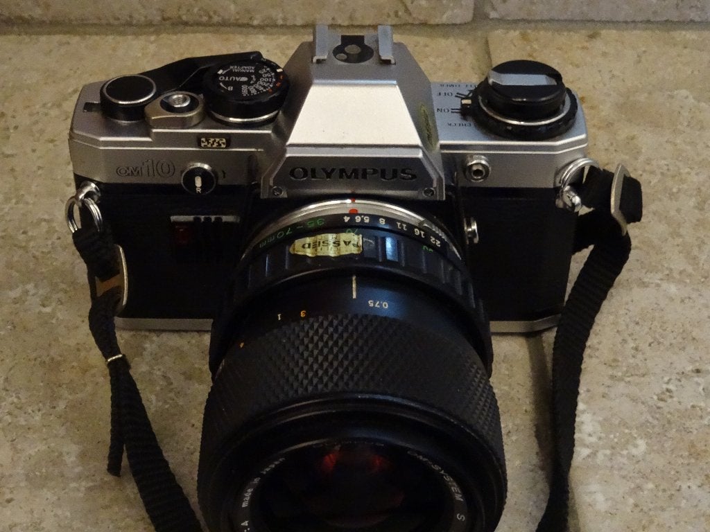 Olympus OM 10+objectief, Ophalen of Verzenden, Gebruikt, Spiegelreflex, Olympus