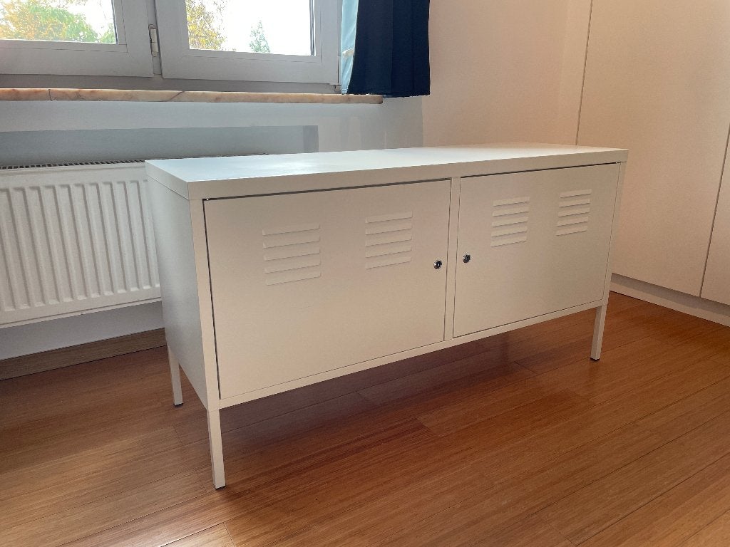 Meuble TV / Armoire métallique blanche avec étagères, 25 à 50 cm, Moins de 100 cm, Comme neuf, 100 à 150 cm