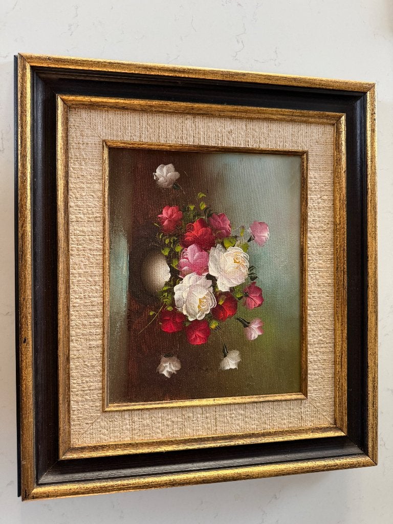 Schilderij, Ophalen of Verzenden, Overige materialen, Bloemen, Gesigneerd