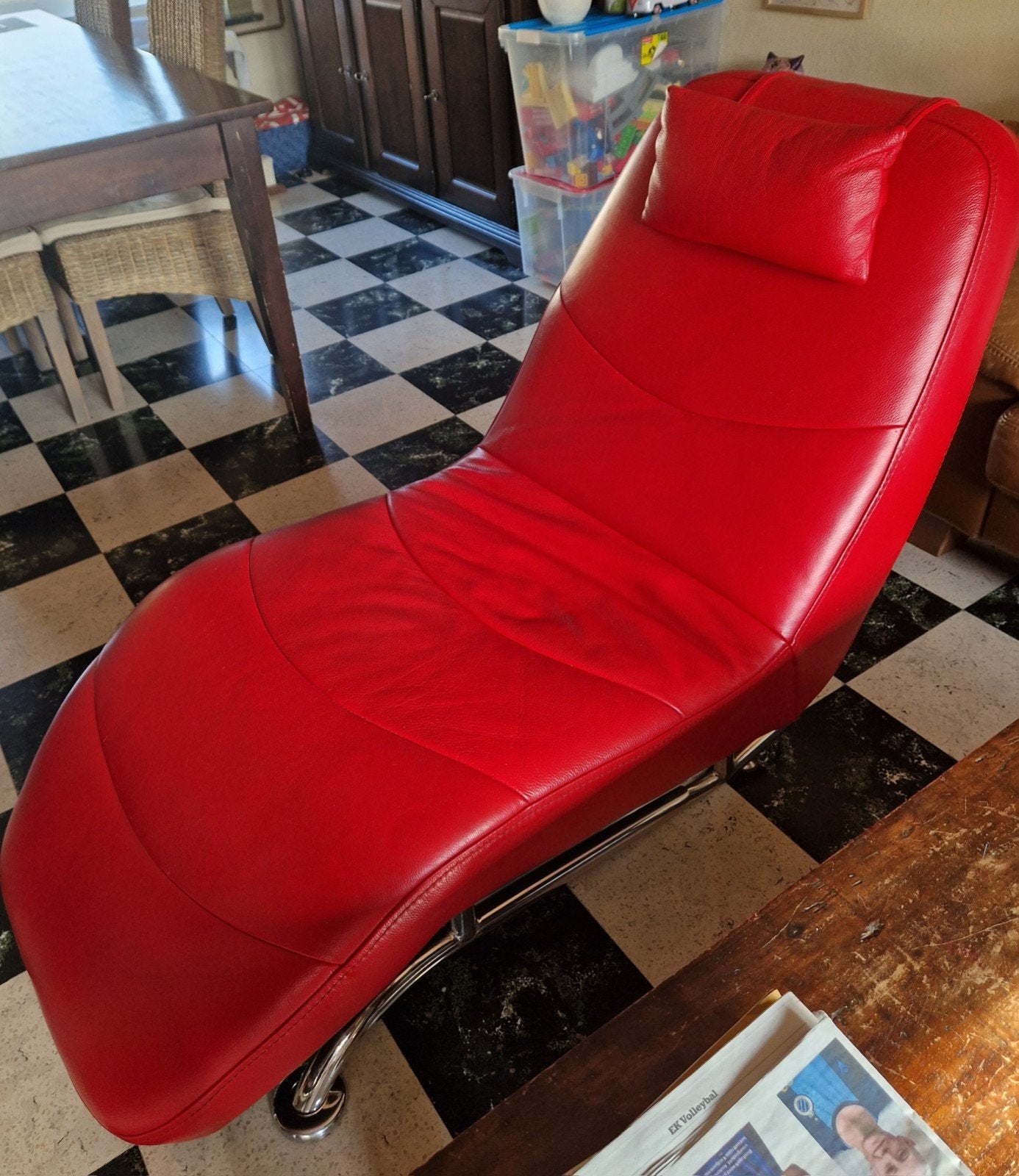 relax,rood leder, Maison & Meubles, Fauteuils, Enlèvement