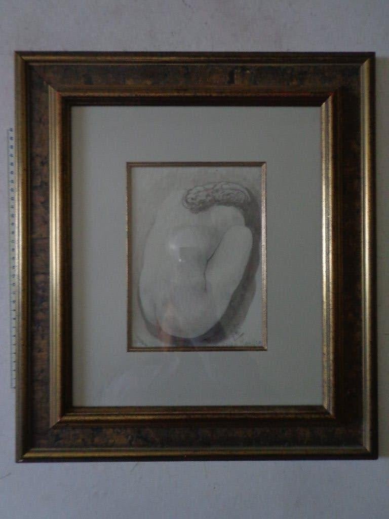 Fraaie aquarel van Victor Rousseau "Gehurkte naakte vrouw", Antiquités & Art, Art | Peinture | Moderne, Sous verre, Figures, Enlèvement