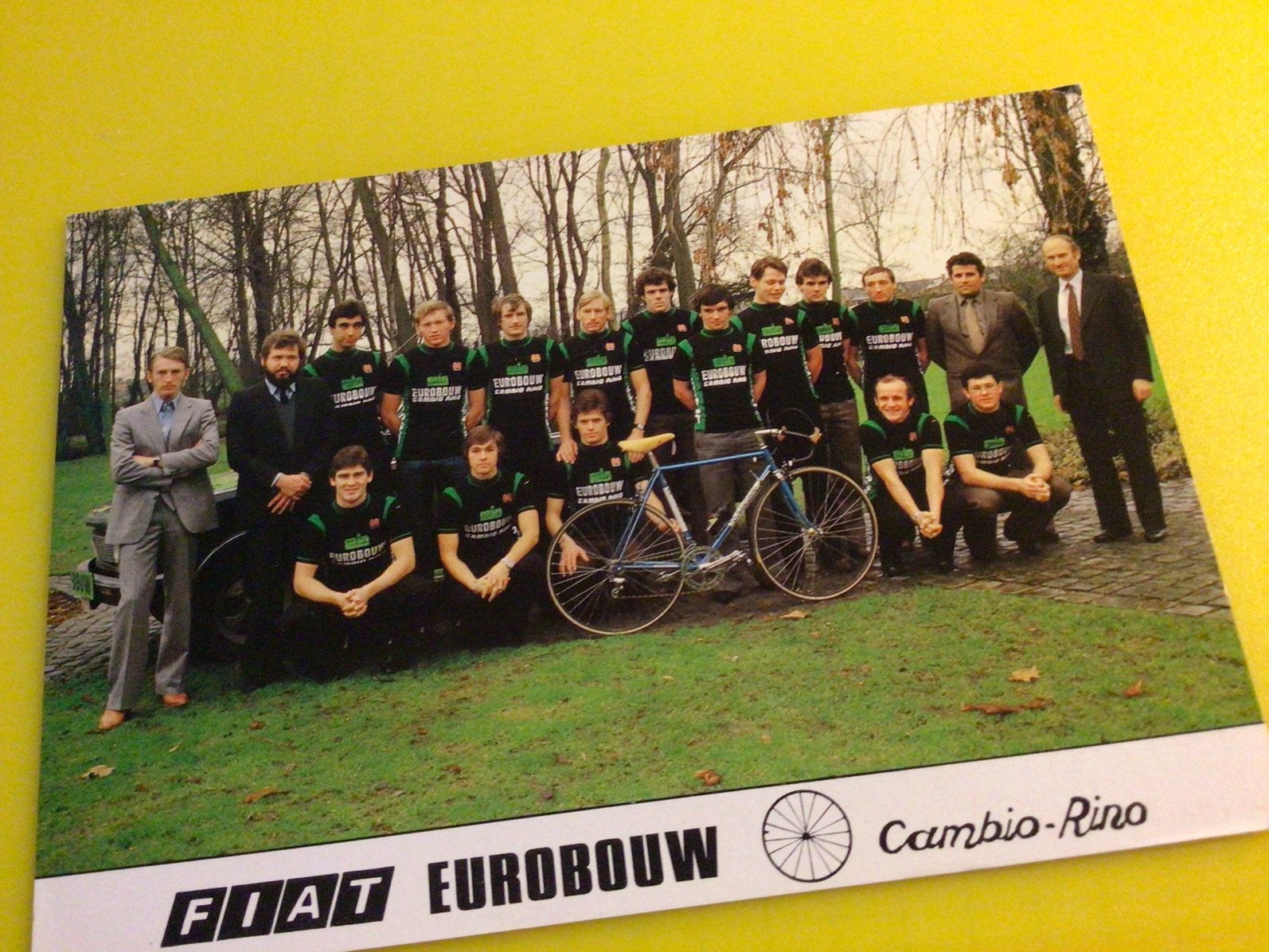 wielerkaart 1980 team eurobouw cambio rino  saronni, Verzenden, Zo goed als nieuw