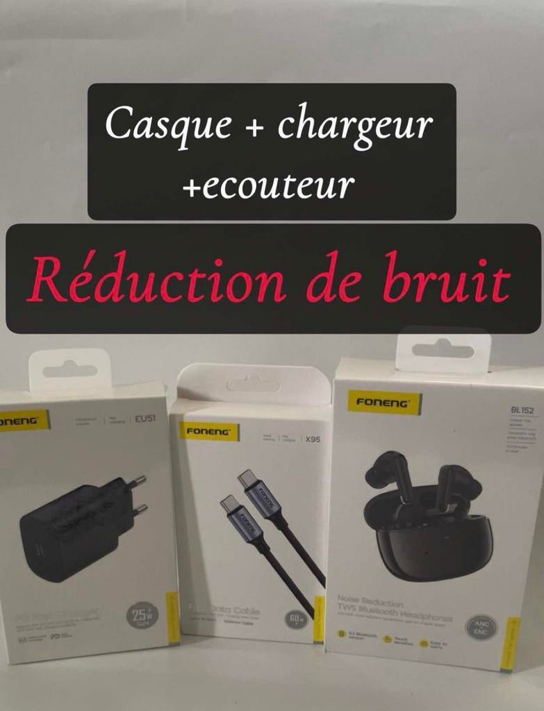 Pack écouteurs + chargeur + câble USB-C, Télécoms, Téléphonie mobile | Accessoires & Pièces, Neuf, Enlèvement ou Envoi