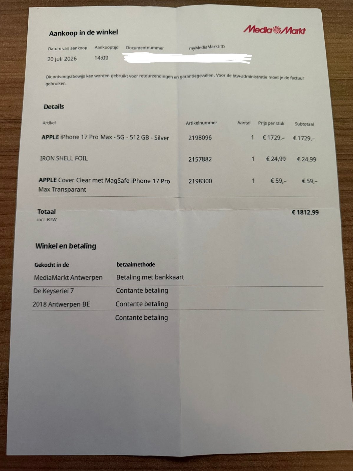 iPhone 17 Pro Max 512 GB Silver ruilen voor Orange, Ophalen, Zo goed als nieuw