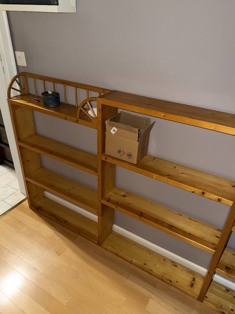 Grote boekenkast voor aan de muur in dennenhout 200 cm, Ophalen, Overige materialen, Gebruikt, 100 tot 150 cm