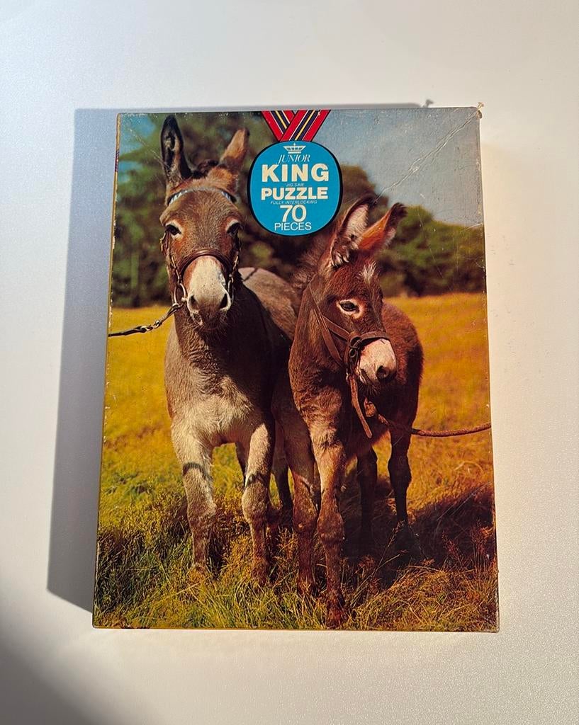 Oude puzzel Ezels, Ophalen of Verzenden, Minder dan 500 stukjes, Zo goed als nieuw, Legpuzzel
