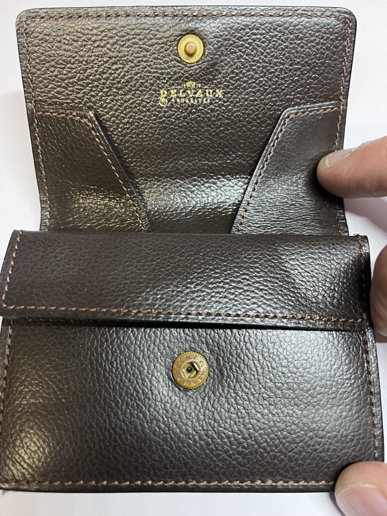 Luxe lederen portemonnee/coin purse van Delvaux., Handtassen en Accessoires, Portemonnees, Overige merken, Bruin, Ophalen of Verzenden