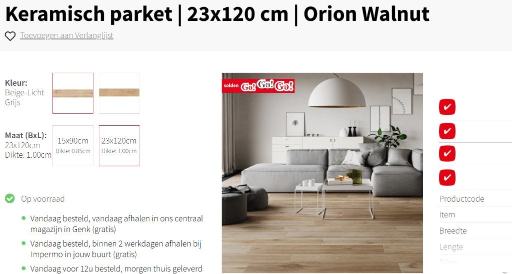 Keramisch parket en toebehoren, Bricolage & Construction, Parquet, Pierre ou Argile, Enlèvement, 5 à 10 m²