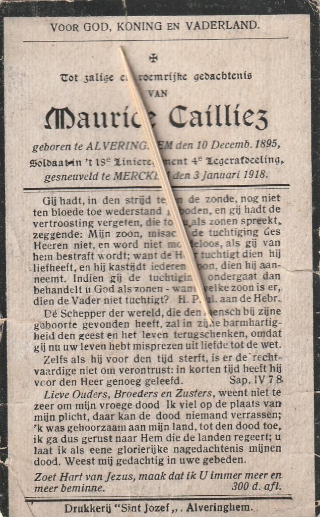 Oorlogsslachtoffer 1914-18 : Soldaat, Verzenden