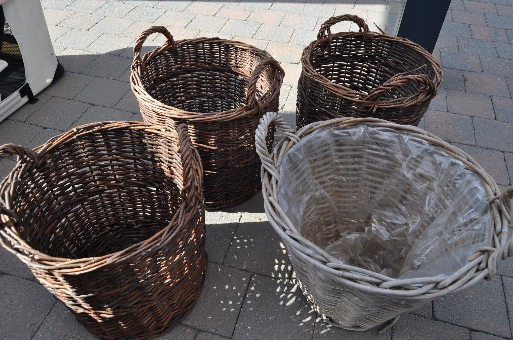 4 paniers tissés, ou individuel, Rond, Enlèvement, Bois, Panier