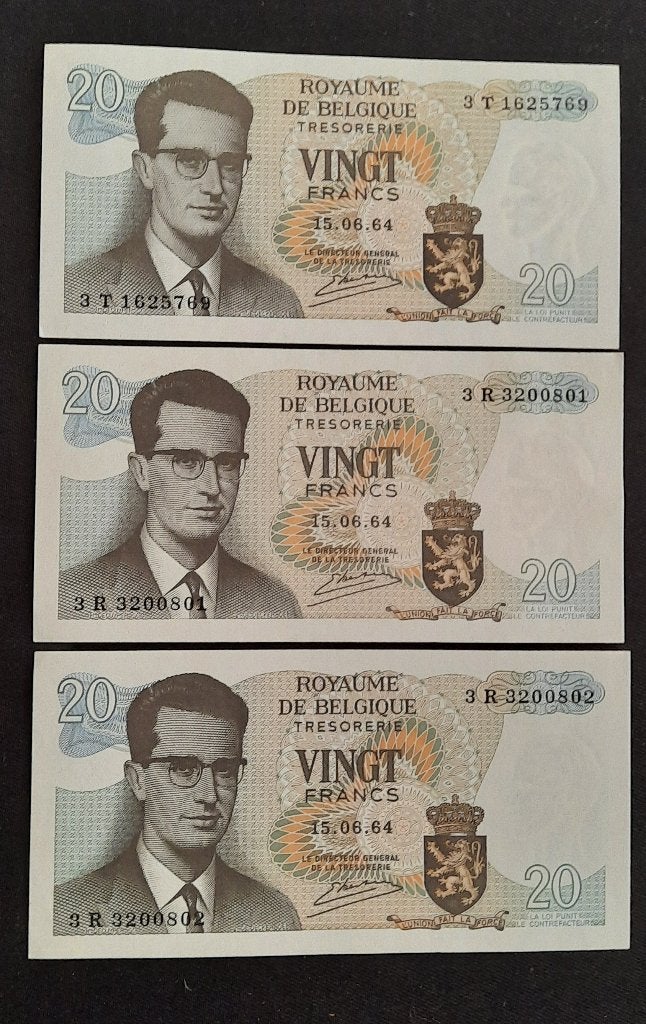 biljet 20 frank België, Ophalen of Verzenden, Setje