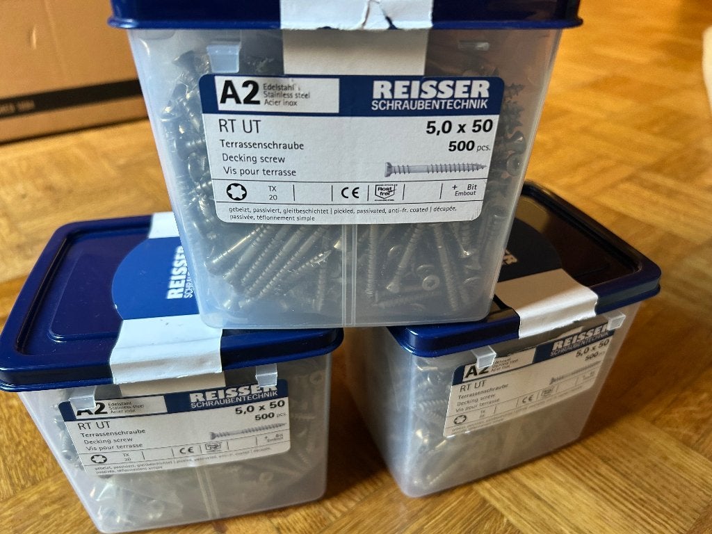 Terrasschroeven 5x50mm zonder voorboren INOX A2 1.500 +frees, Neuf, 50 à 100 mm, Vis, Enlèvement