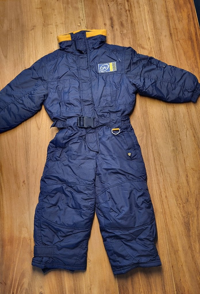 Donkerblauw skipak, Sport en Fitness, Skiën en Langlaufen, Ophalen, Gebruikt, Ski, Kleding