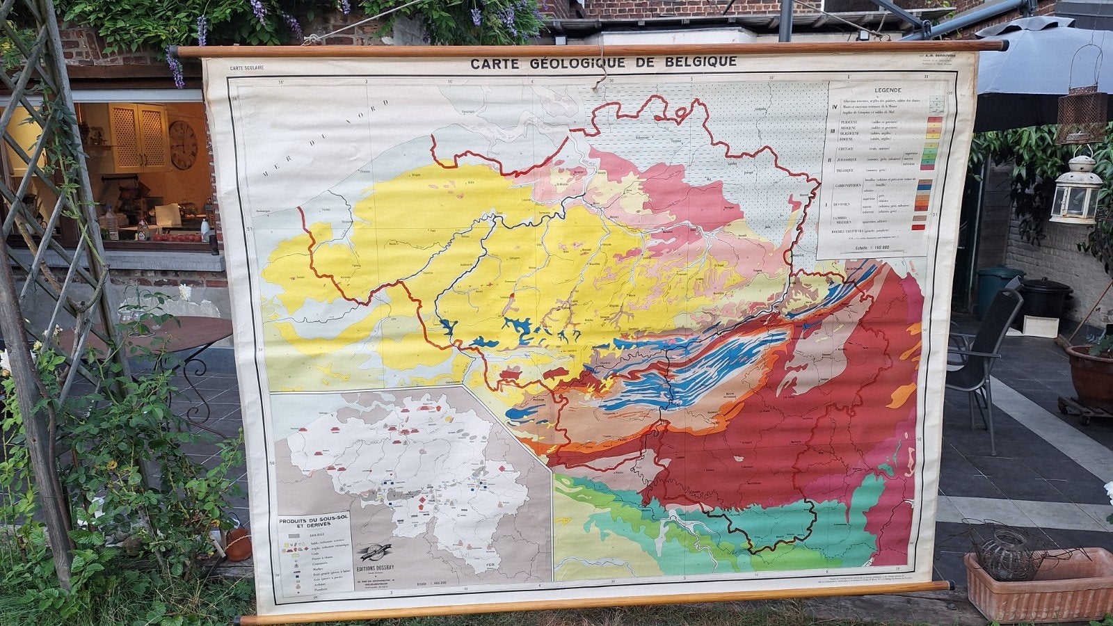 Ancienne carte de géographie. Geologie de la Belgique, Géographie