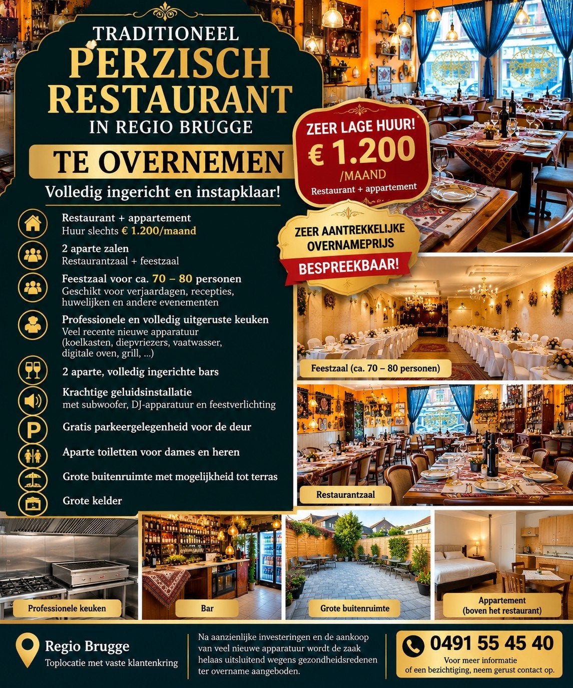 overnemen restaurant 1200€ per mand, Ophalen of Verzenden